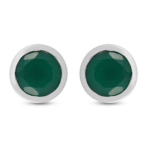 Grüne Onyx Ohrstecker 925 Silber platiniert ca. 2,82 ct image number 0