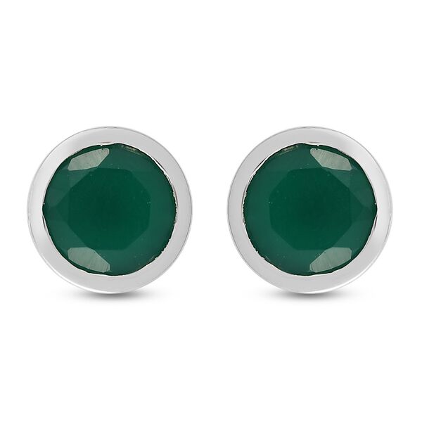 Grüne Onyx Ohrstecker 925 Silber platiniert ca. 2,82 ct image number 0