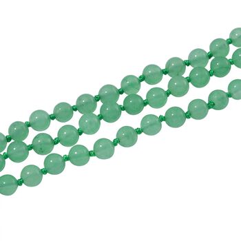 Dreilagige gr&uuml;ne Aventurin-Halskette, 150cm - 375 ct.