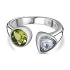 Himmelblauer Topas, Peridot Ring Edelstahl (Größe 16.00) ca. 1,79 ct