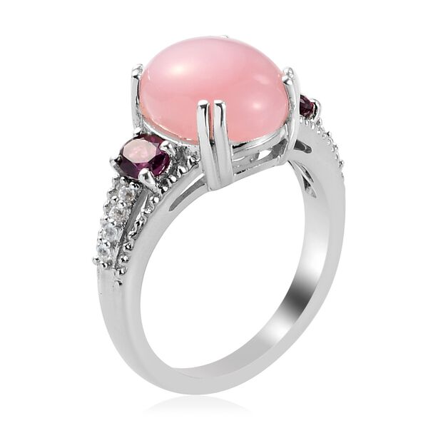 Rosa Opal, Rhodolith-Granat und Zirkon Ring 925 Silber Platin-&Uuml;berzug image number 5