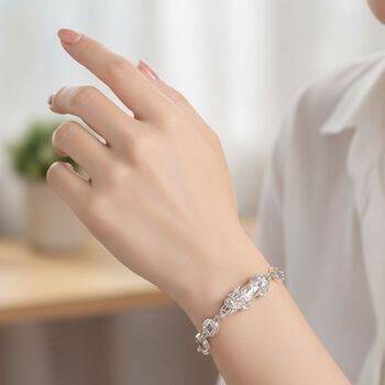 Nickelfreies Messing Armband ca. 18 cm + 2.5 cm Extender, ca. 13,50g, Silberfarben