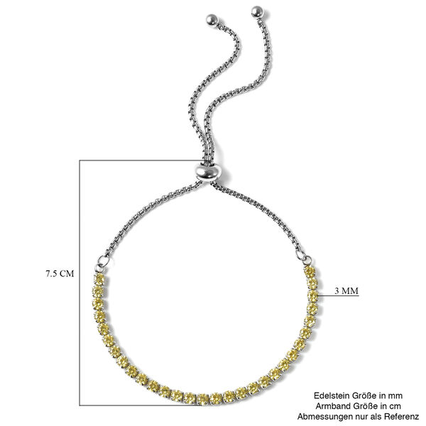 Simulierter Gelber Diamant Flexibel Bolo Armband ca. 15-22 cm Edelstahl image number 6