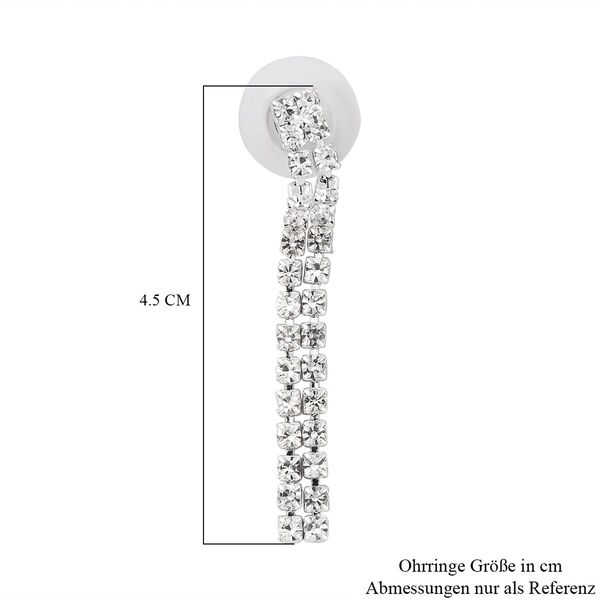 2er Set - Wei&szlig;es Kristall Ohrringe und Halskette Schmuckset, reines Messing image number 7