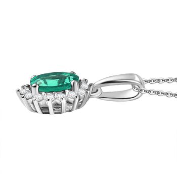 Luxuriant - AAA Lab Grown Kolumbianischer Smaragd, Moissanit Schmuckset ca. 50 cm 925 Silber rhodiniert ca. 0.90 ct