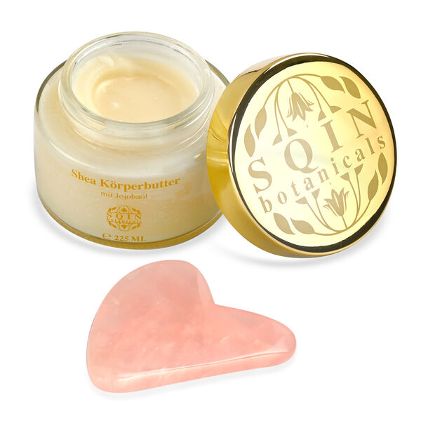 Shea K&ouml;rperbutter mit Jojoba&ouml;l inkl. Rosenquarz Gua Sha, 225 ml image number 3