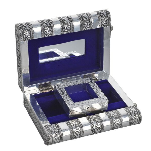 Handgefertigtes, Aluminium-Schmuckk&auml;stchen, silber, Tigerpr&auml;gung image number 3