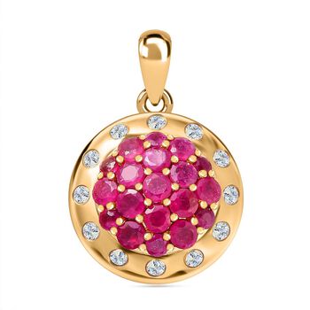 Afrikanischer Rubin (Fissure gef&uuml;llt) Anh&auml;nger 925 Silber Gelbgold Vermeil ca. 3.05 ct