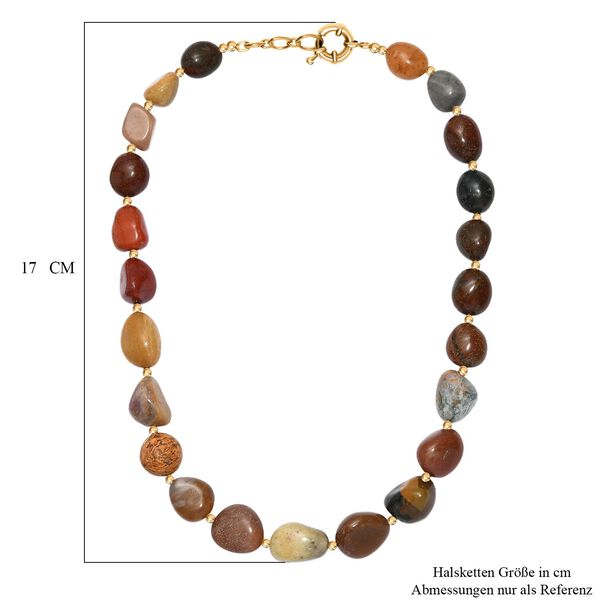Mehrfarbiger Achat Halskette ca. 45 cm Messing ca. 400.00 ct image number 5