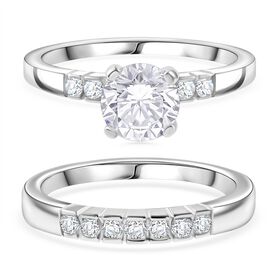 LUSTRO STELLA - Weißer Zirkonia Ring 925 Silber rhodiniert (Größe 19.00)