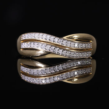 Wei&szlig;er Diamant Ring 925 Silber Gelbgold Vermeil (Gr&ouml;&szlig;e 19.00) ca. 0,19 ct