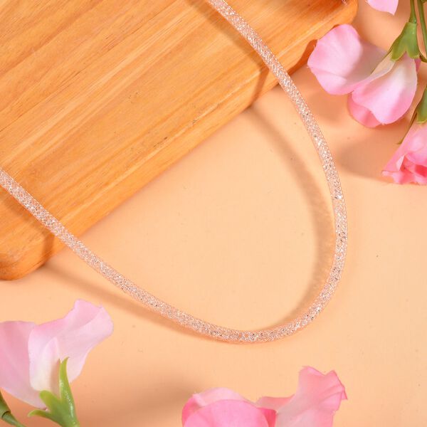 Weißer Kristall Halskette ca. 75 cm Reines Messing image number 2