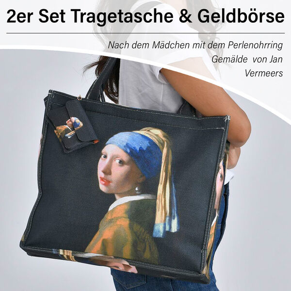 2er Set Shopper und Geldb&ouml;rse - M&auml;dchen mit dem Perlenohrring image number 2