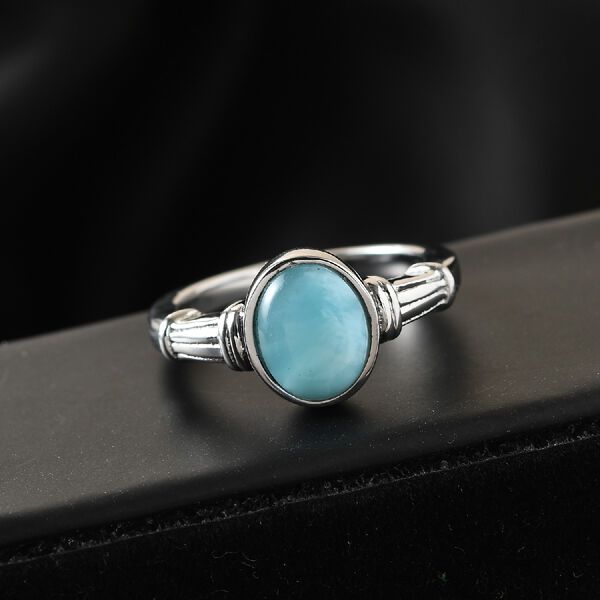 Larimar Solitär Ring Edelstahl image number 2