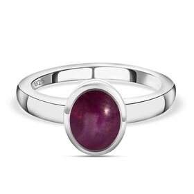 Sternrubin-Ring, 925 Silber platiniert  ca. 2,18 ct