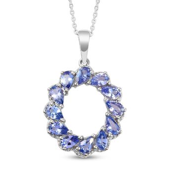 Tansanit - Lebensrad Anh&auml;nger mit Kette, 925 Silber platiniert ca. 2.52 ct