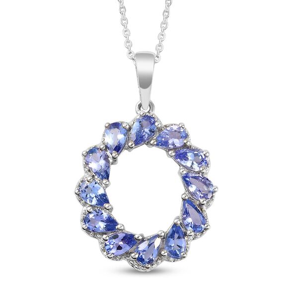 Tansanit Kreis des Lebens Anh&auml;nger mit Kette in Silber, 2,25 ct.