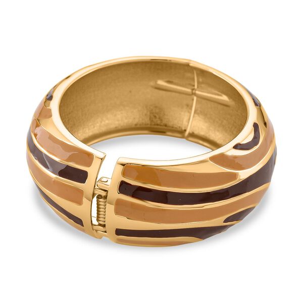 Emaille-Armreif im Wellen-Design, ca. 18 cm, Braun image number 5