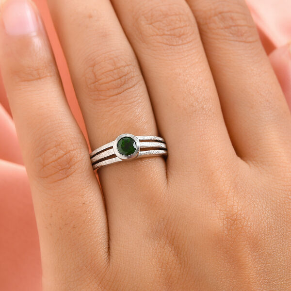 Natürlicher Chromdiopsid Ring 925 Silber platiniert  ca. 0,53 ct image number 3
