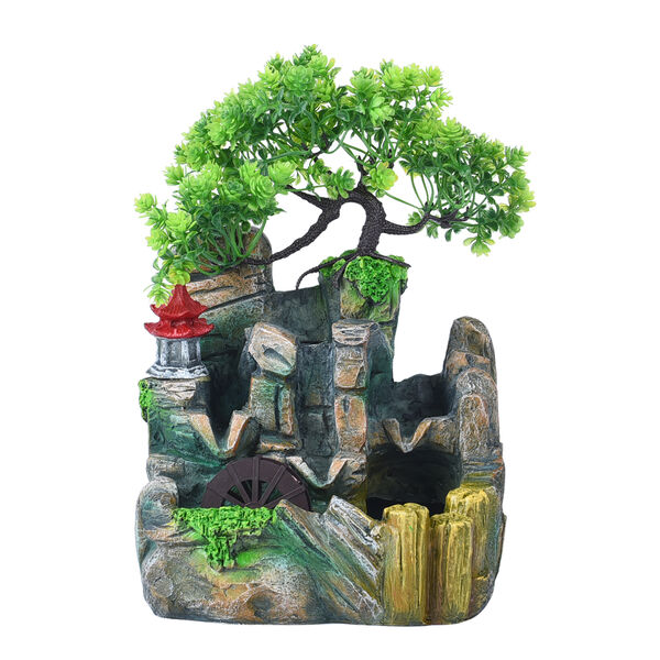 Zimmerbrunnen mit LED-Licht und Nebel, Tempel-Muster