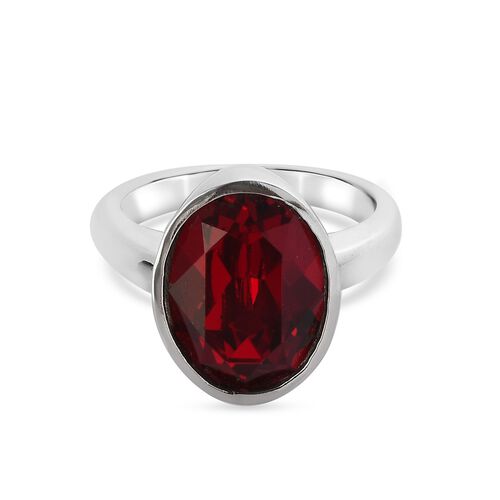 LUSTRO STELLA Österreichischer Roter Magma Kristall Solitär Ring Edelstahl image number 0