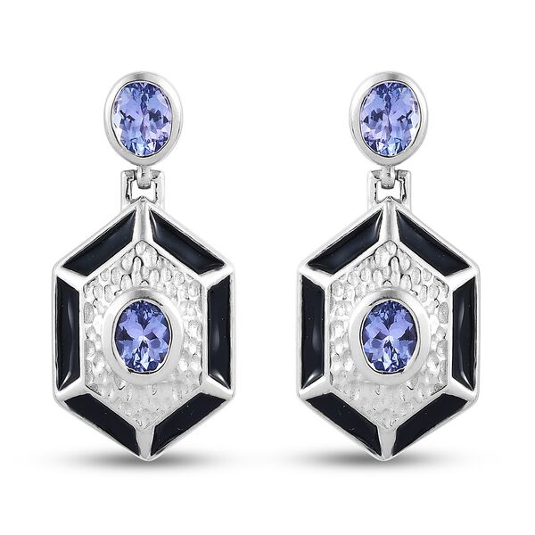 Tansanit Ohrh&auml;nger Art Deco Stil 925 Silber Platin-&Uuml;berzug ca. 1,22 ct&nbsp;