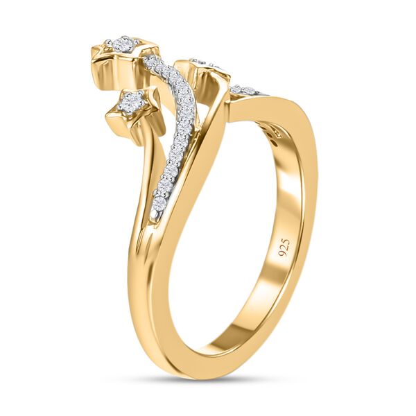 Diamant 3 Stern Ring 925 Silber Gelbgold Vermeil image number 5