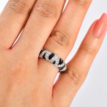 GP Trionfo Zebra Kollektion - Moissanit Ring 925 Silber rhodiniert (Gr&ouml;&szlig;e 21.00) ca. 0.53 ct