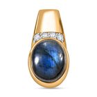 Labradorit, Weißer Zirkon Anhänger Messing ca. 5,92 ct.