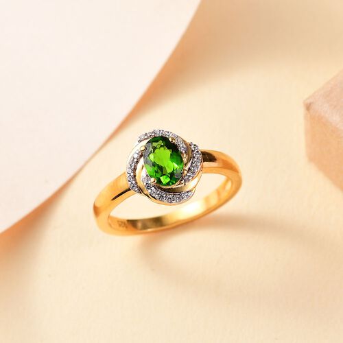 Natürlicher Chromdiopsid und Zirkon-Ring - 0,99 ct. image number 1