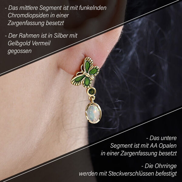 AA Natürlicher, äthiopischer Welo Opal und Chromdiopsid Ohrringe - 1,10 ct. image number 3