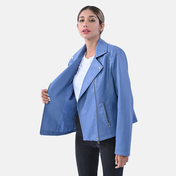 LA MAREY - Jacke aus Kunstleder, Gr&ouml;&szlig;e M, Blau