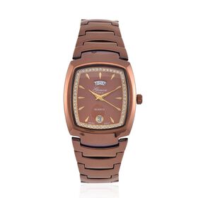 GENOA  - Eleganz Uhr mit Mond- und Wochenanzeige, Japanisches Uhrwerk und Weißem Kristallzifferblatt, Reiner Edelstahl, 20 cm