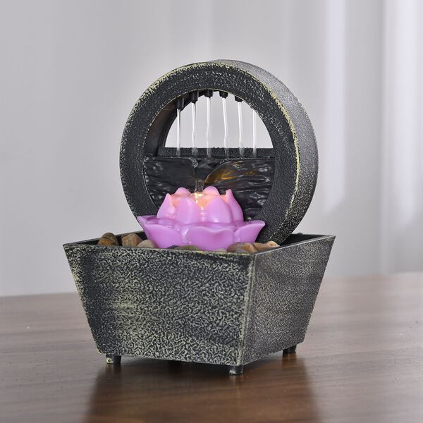 Mini Wasserbrunnen Lotusblüte, 2xAA Batterie (nicht inkl.), 11,5x11,5x17 cm image number 2