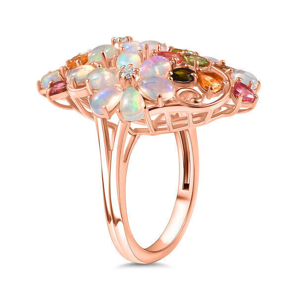 D'Joy Nat&uuml;rlicher, &auml;thiopischer Welo Opal, Multi-Turmalin und Moissanit Ring - 4 ct. image number 5
