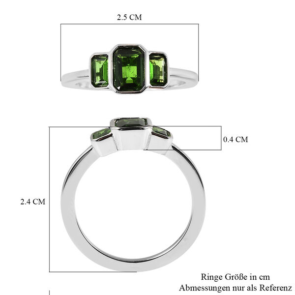 Nat&uuml;rlicher Chromdiopsid 3 Stein Ring 925 Silber rhodiniert  ca. 1,53 ct image number 6