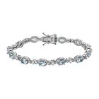 Espirito Santo Aquamarin und weißer Zirkon Armband, ca. 19 cm, 925 Silber platiniert ca. 5.15 ct