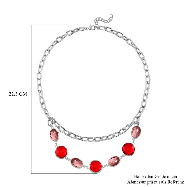 Rote Kristall Glieder-Halskette, 52 cm image number 5