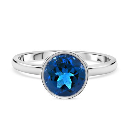 London Blautopas Ring, 925 Silber rhodiniert, ca. 3.20 ct