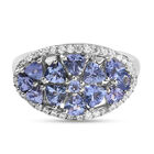 Tansanit und Zirkon Cluster Ring 925 Silber platiniert  ca. 2,03 ct image number 0