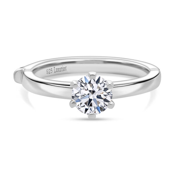 LUXURIANT SGL zertifizierter SI-GH Labor Rund-Diamant Ring, 925 Silber rhodiniert - 1 ct.