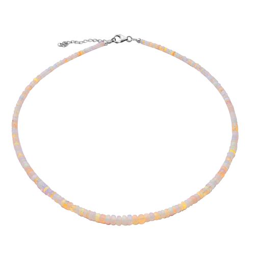 Natürlicher Äthiopischer Welo Opal Halskette ca. 45 cm lange 925 Silber Rhodiniert ca. 34.00 ct image number 0