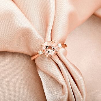 AAA Morganit, Wei&szlig;er Diamant Ring, AGI zertifiziert und gepr&uuml;ft, 585 Rosa Gold (Gr&ouml;&szlig;e 18.00) ca. 1.80 ct