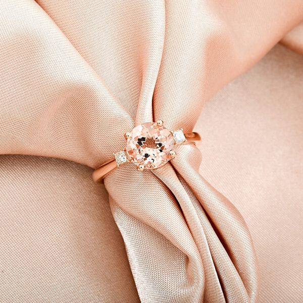 AAA Morganit, Wei&szlig;er Diamant Ring, AGI zertifiziert und gepr&uuml;ft, 585 Rosa Gold (Gr&ouml;&szlig;e 18.00) ca. 1.80 ct image number 1