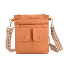 Umhängetasche aus feinem Lederimitat mit mehreren Taschen, Einheitsgröße, Hellorange