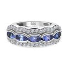 AAA Tansanit, weißer Zirkon Ring, 925 Silber platiniert, (Größe 19.00), ca. 2.06 ct