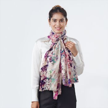 LA MAREY Schal aus 100% Premium-Kaschmir mit Digitaldruck, 70x200cm, abstraktes Aquarell