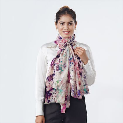 Schal aus 100 % Premium-Kaschmir mit Digitaldruck, 70 x 200 cm, abstraktes Aquarell