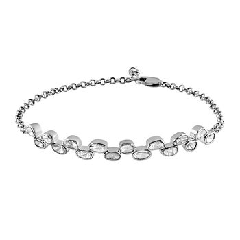 Handgearbeitetes, nat&uuml;rliches Polki Diamant-Armband, ca. 18.5 cm, 925 Silber platiniert ca. 1.00 ct