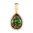 Labor erstellt schwarzen Opal Anhänger 925 Silber 750 Gelbgold Vermeil ca. 3,31 ct.
